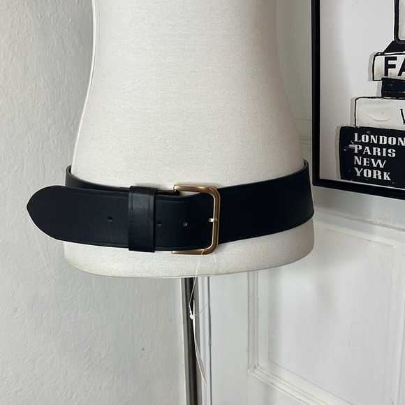 NWT Nordstrom Black Manmade Leather Belt Size L main image 4